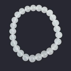 Milky White Glass Bead Bracelet 8mm